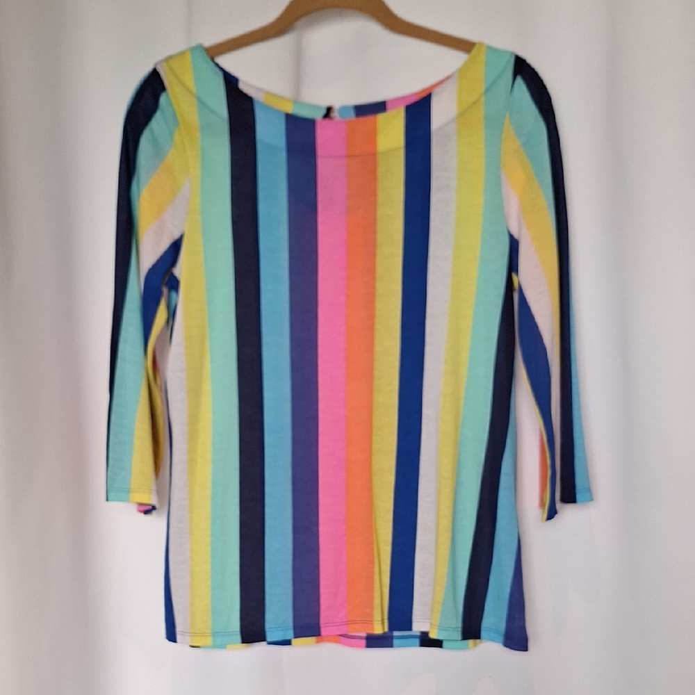 Lily Pulitzer Waverly Striped 100% Pima Cotton 3/4 Length Sleeve Shirt Size M